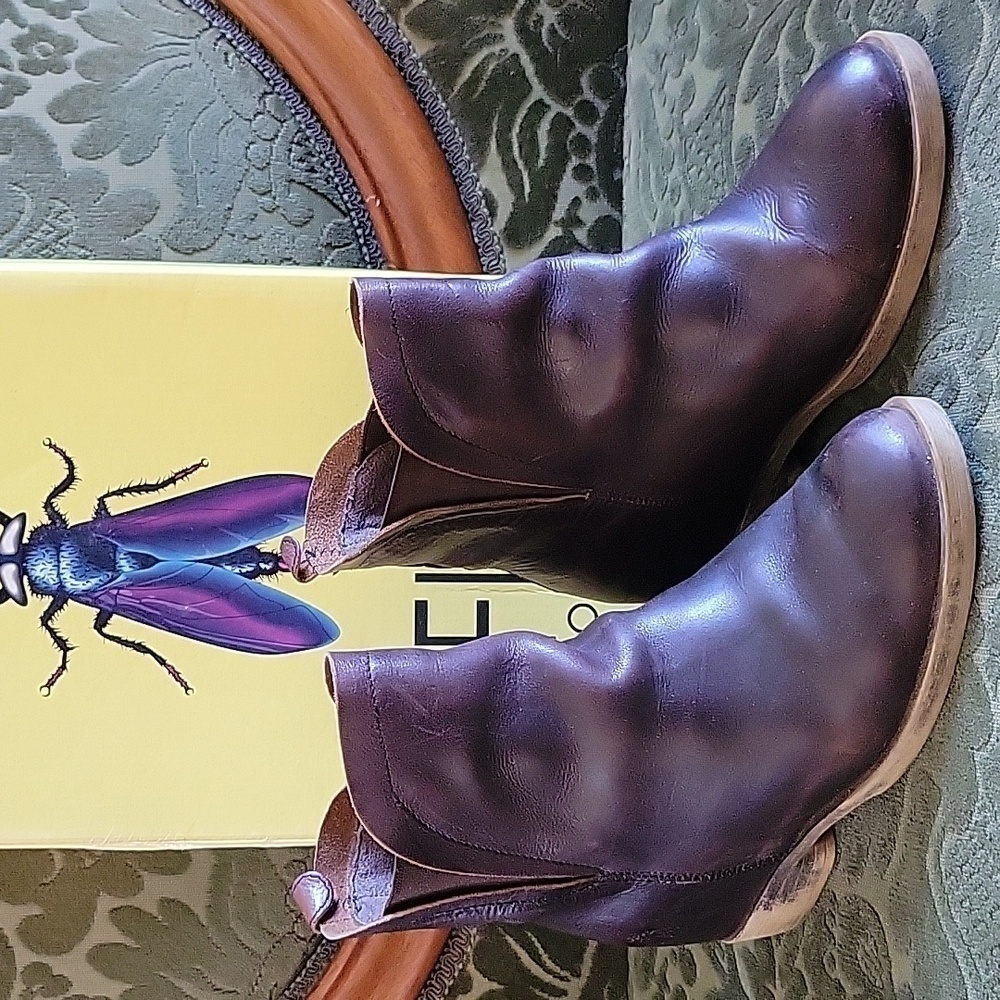 FLY London Cass Hidden Wedge Leather Boots Size 36 with Box